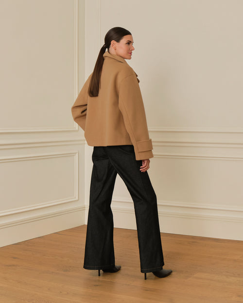 ABRIGO CRUZADO CON CUELLO PERKINS CAMEL