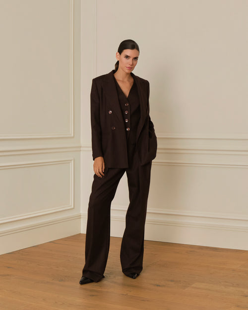 PANTALÓN RAYA DIPLOMÁTICA MARRÓN