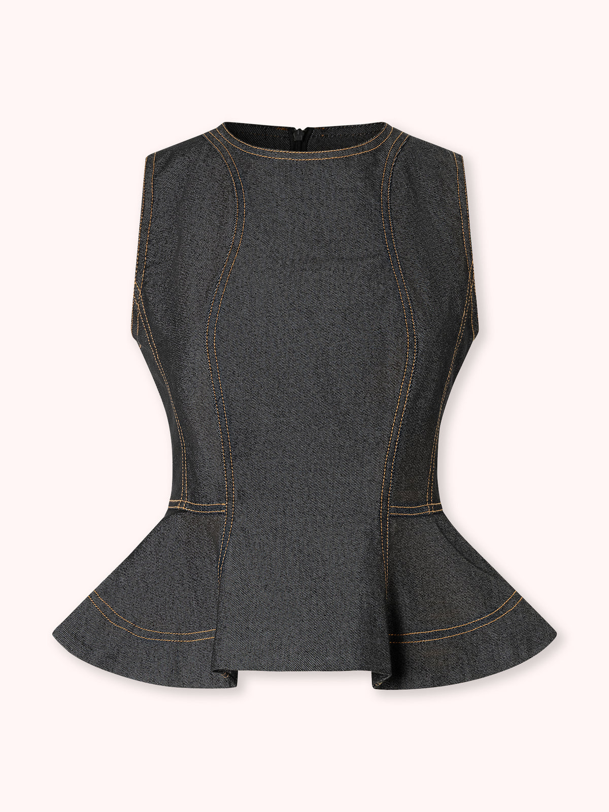TOP DE PEPLUM CON COSTURAS VISTA NEGRO