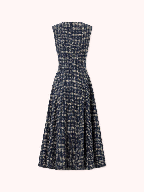 VESTIDO MIDI DE TWEED AZUL MARINO