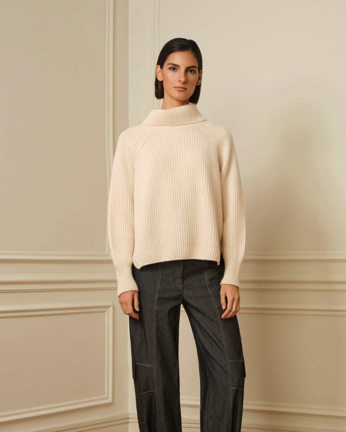 SUÉTER DE CUELLO ALTO BEIGE