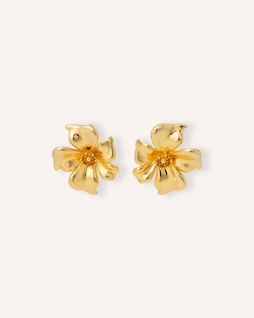 FLOR DE ALMENDRO PENDIENTES DORADO
