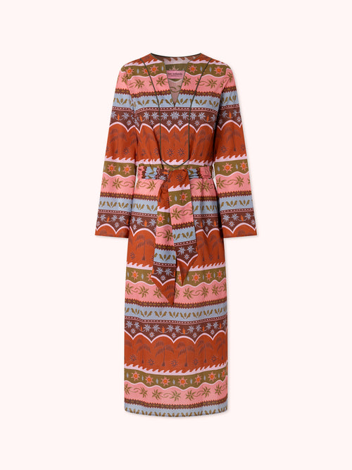 KAFTÁN ESTAMPADO NARANJA TROPICAL VEDHA