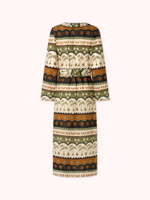 KAFTÁN ESTAMPADO VERDE TROPICAL VEDHA