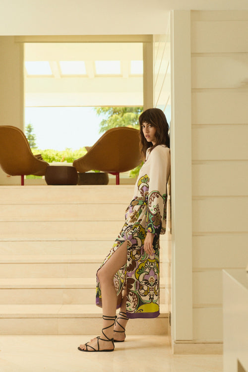 KAFTÁN ESTAMPADO VERDE VEDHA