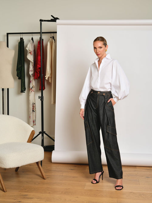 PANTALÓN DENIM NEGRO LEO