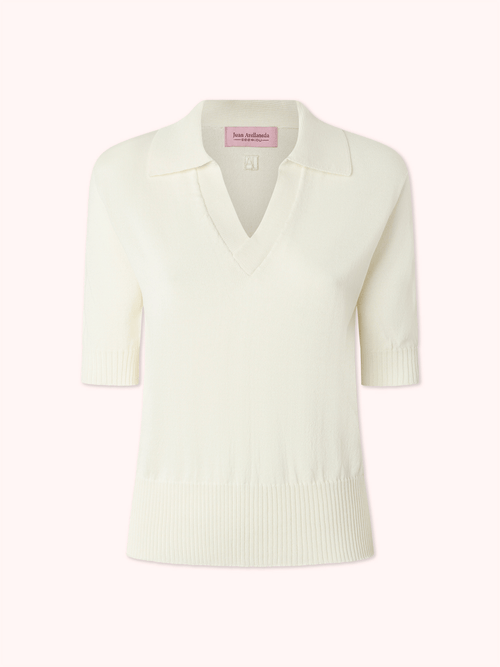 SUÉTER CUELLO POLO CON MANGA CORTACRUDO