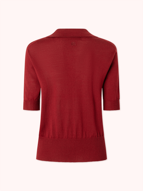 SUÉTER CUELLO POLO CON MANGA CORTA GRANATE