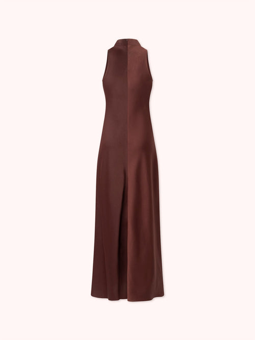 VESTIDO LARGO DE CUELLO HALTER GRANATE