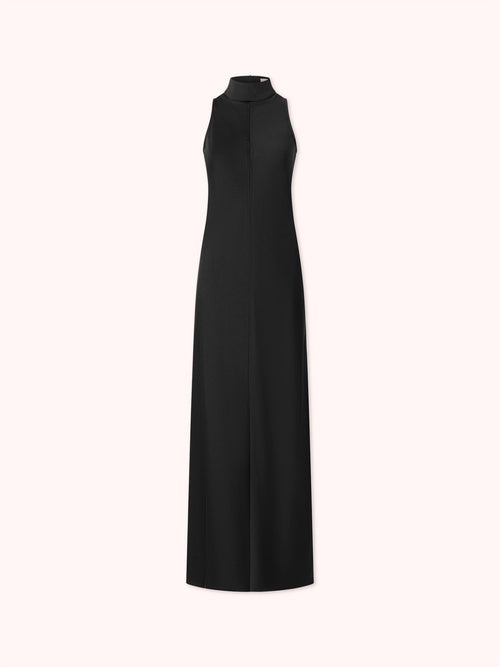 VESTIDO LARGO DE CUELLO HALTER NEGRO