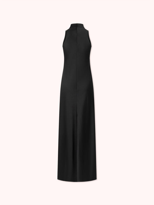 VESTIDO LARGO DE CUELLO HALTER NEGRO